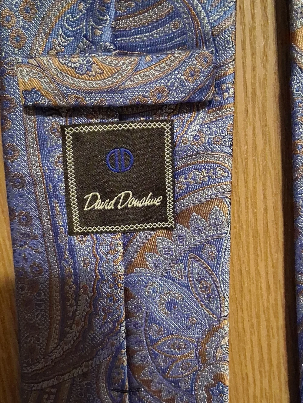 NWOT David Donahue Blue And Gold Paisley Silk Tie